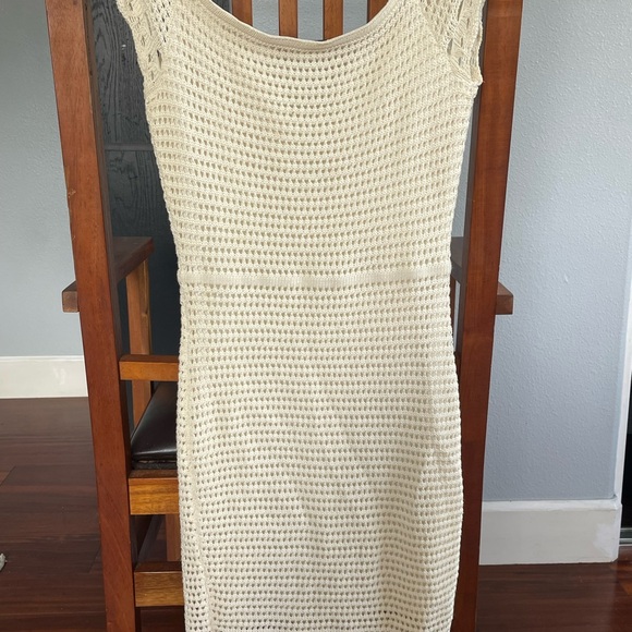 Cream Crochet Dress with Lace-Up Detail - Picture 4 of 7